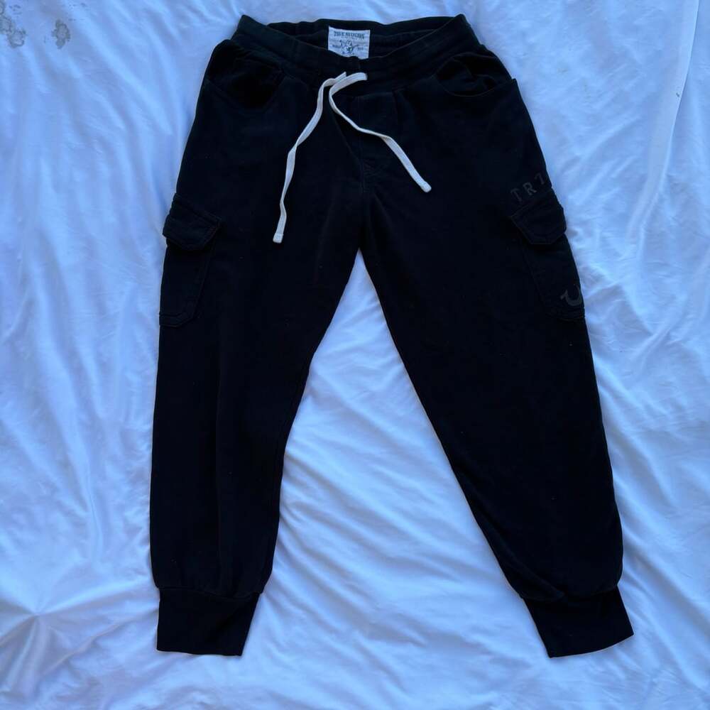 True Religion World Tour Black Cargo Jogger Sweatpants